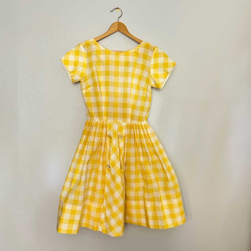 Vintage 60s Yellow Gingham Dress